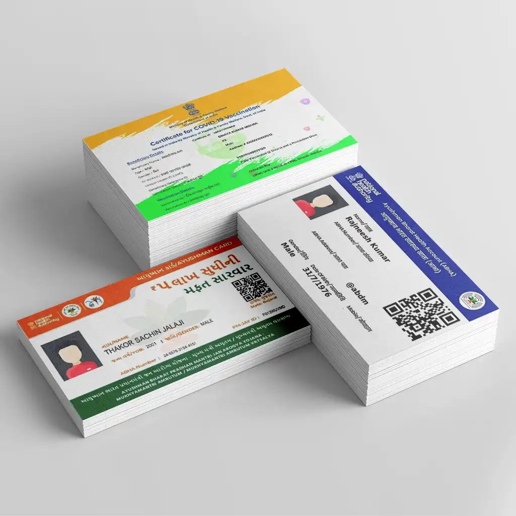 Premium PVC ID card being held in hand, ready for printing and home delivery